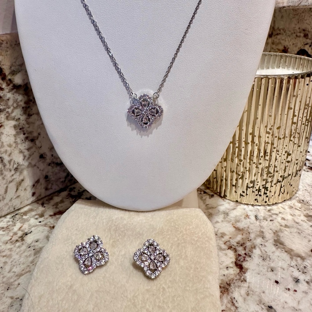 Silver Floral Jewelry Set